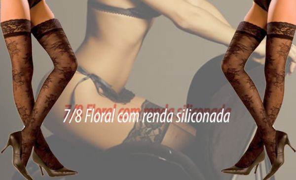 Meia 7/8 Rendada Floral